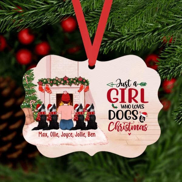 Personalized Metal Ornament, Just A Girl Who Loves Dogs And Christmas, Gift For Christmas And Dog Lovers