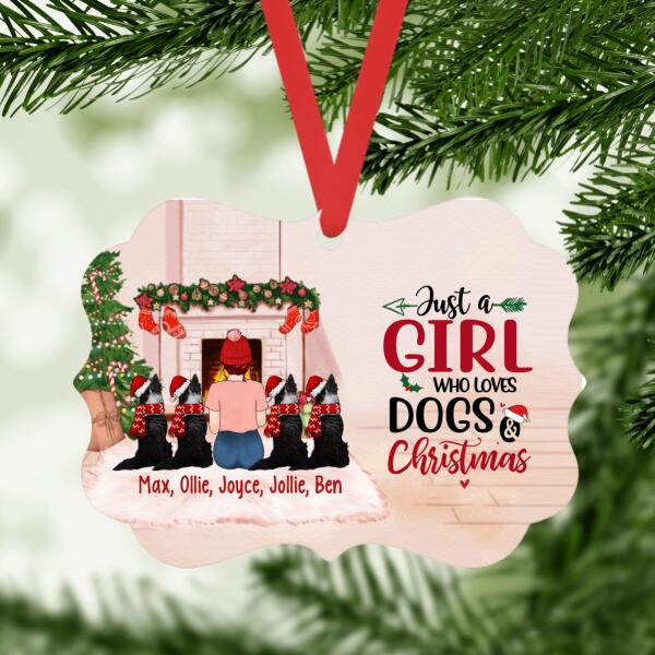 Personalized Metal Ornament, Just A Girl Who Loves Dogs And Christmas, Gift For Christmas And Dog Lovers