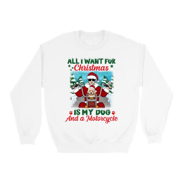 Personalized Shirt, All I Want For Christmas Is My Dog And A Motorcycle, Christmas Gift For Motorcycle And Dog Lovers
