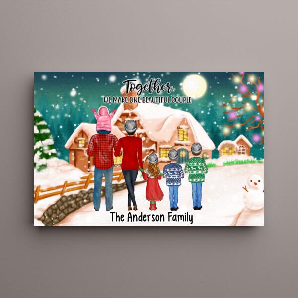 Personalized Landscape Canvas, Christmas Family Standing, Christmas Gift For Family