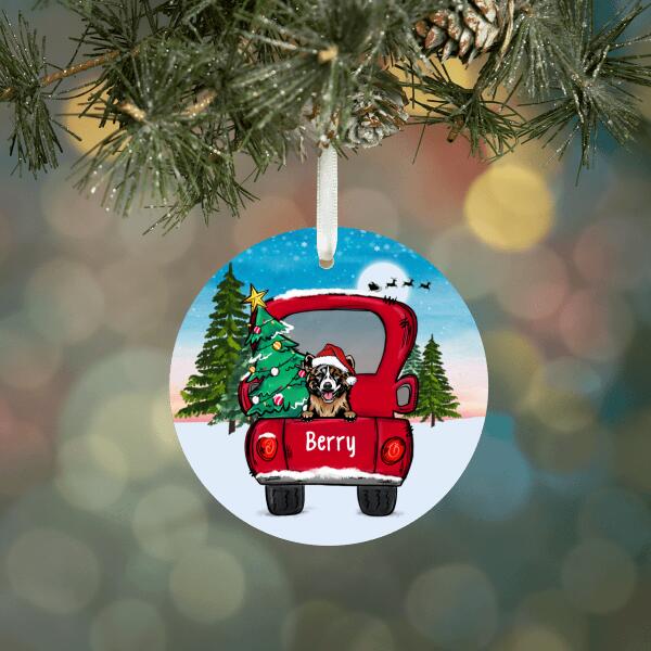 Personalized Boykin Spaniel Dog On Red Truck Ornament
