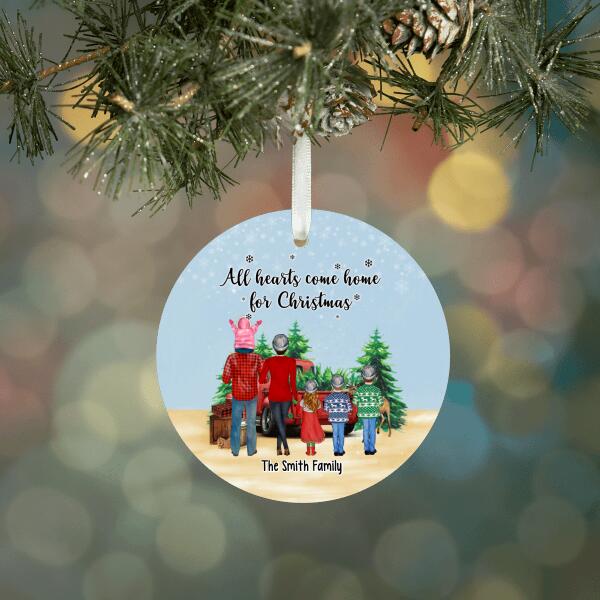 Personalized Ornament, Up To 4 Kids, All Hearts Come Home For Christmas, Christmas Parents And Kids, Christmas Family Gift