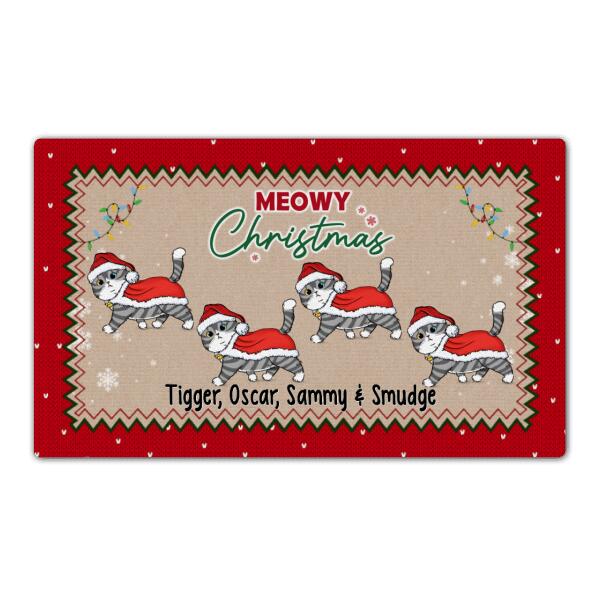 Meowy Christmas - Personalized Christmas Gifts for Cat Custom Doormat for Family