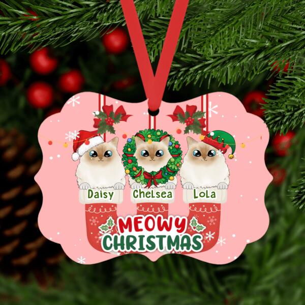 Personalized Metal Ornament, Meowy Christmas, Christmas Gift For Cat Lovers