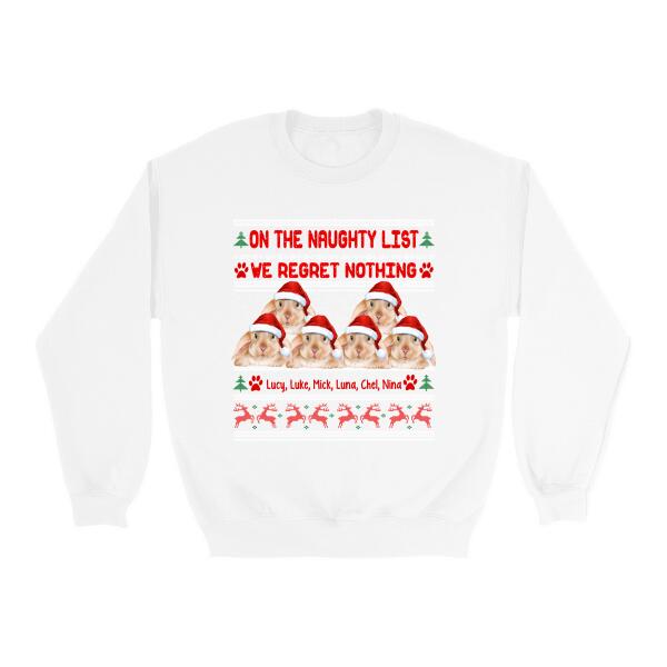 Personalized Shirt, Up To 6 Bunnies, On The Naughty List And We Regret Nothing, Christmas Gift For Bunny Lovers