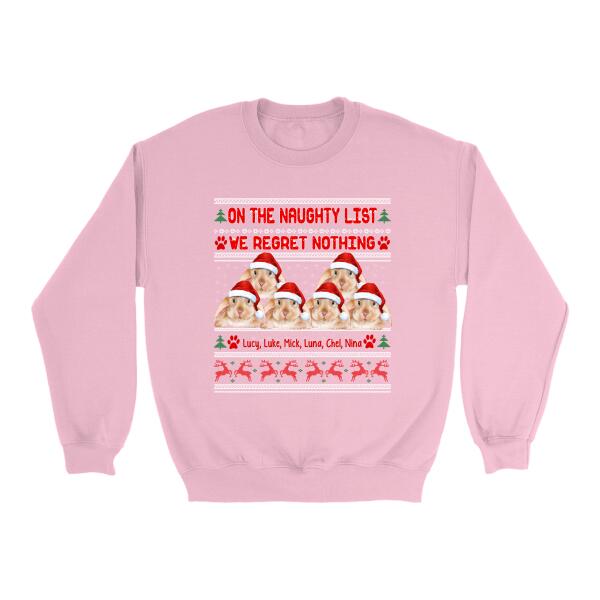 Personalized Shirt, Up To 6 Bunnies, On The Naughty List And We Regret Nothing, Christmas Gift For Bunny Lovers