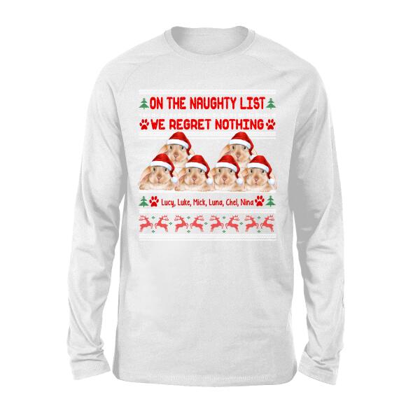 Personalized Shirt, Up To 6 Bunnies, On The Naughty List And We Regret Nothing, Christmas Gift For Bunny Lovers