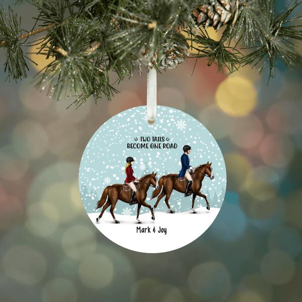 Personalized Metal Ornament, Couple Riding Horse, Christmas Gift For Couples, Horse Lovers
