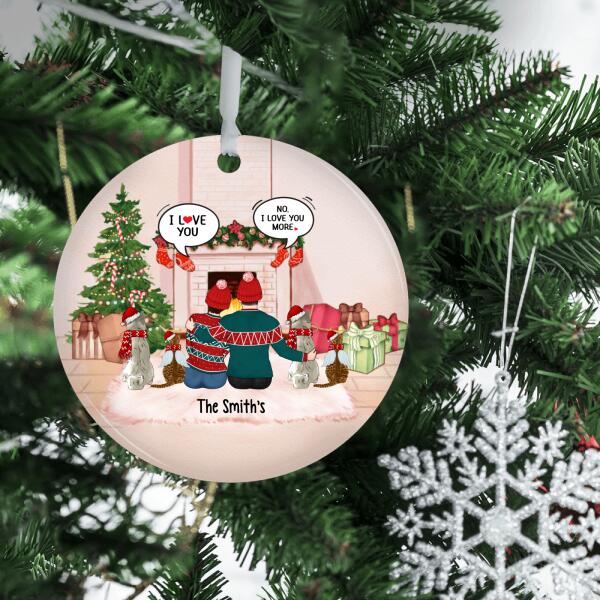 Personalized Ornament, Couple Conversation With Pets, Christmas Gift For Couple And Dog Lovers, Cat Lovers