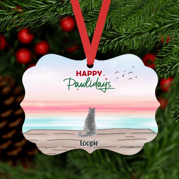 Personalized Metal Ornament - Happy Pawlidays Custom Christmas Gift For Cats Lover Dogs Lover