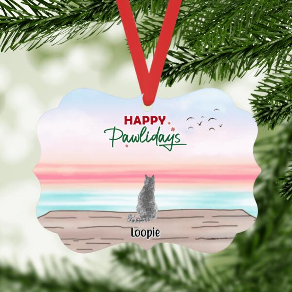 Personalized Metal Ornament - Happy Pawlidays Custom Christmas Gift For Cats Lover Dogs Lover