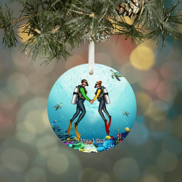 Personalized Ornament, Scuba Diving Couple and Friends, Gift for Scuba Diving Lovers