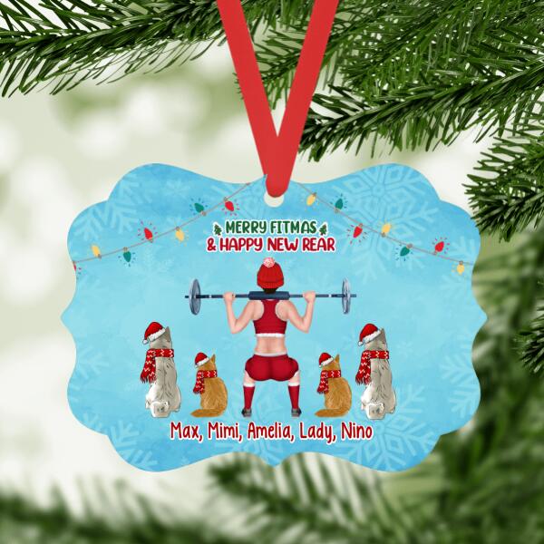 Personalized Ornament, Merry Fitmas And Happy New Rear, Christmas Gift For Fitness Lovers, Dog Lovers, Cat Lovers