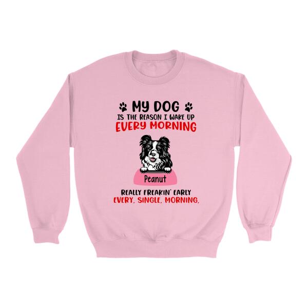 Personalized Shirt, Up To 5 Dogs, My Dog Is The Reason I Wake Up, Gift For Dog Lovers