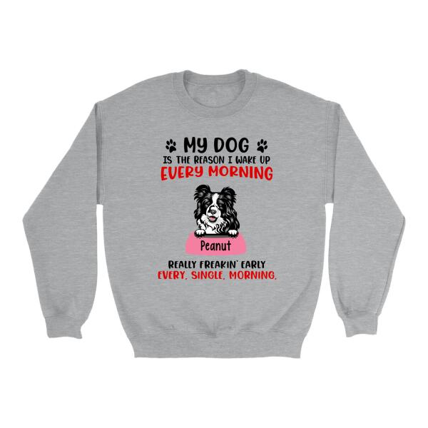 Personalized Shirt, Up To 5 Dogs, My Dog Is The Reason I Wake Up, Gift For Dog Lovers