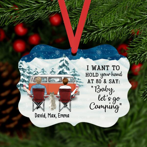 Personalized Ornament, Camping Couple And Pets - Let's Go Camping, Christmas Gift For Campers And Dog Lovers