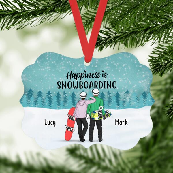 Personalized Ornament, Snowboarding Couple and Friends, Gift for Snowboarding Lovers