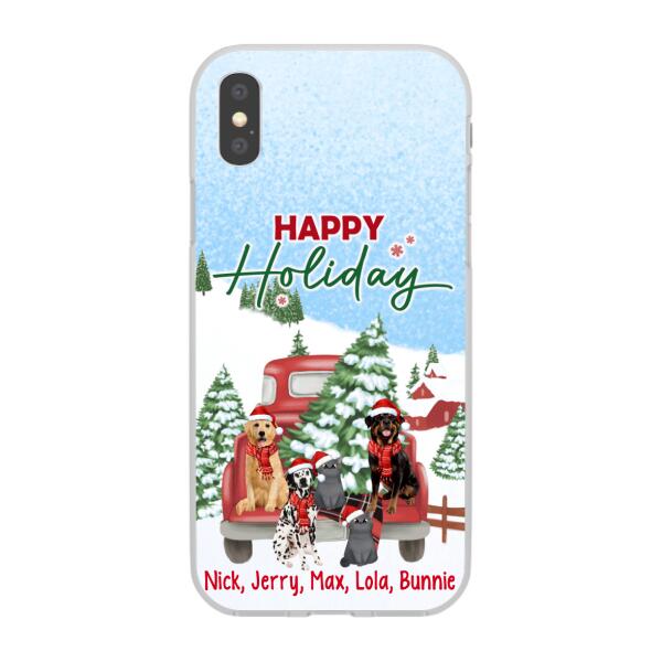 Personalized Phone Case - Christmas Truck Pets Custom Gift For Dogs Lover Cats Lover