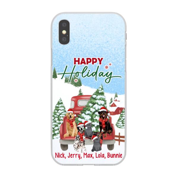 Personalized Phone Case - Christmas Truck Pets Custom Gift For Dogs Lover Cats Lover