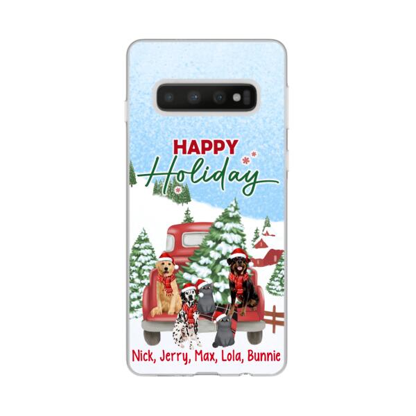 Personalized Phone Case - Christmas Truck Pets Custom Gift For Dogs Lover Cats Lover