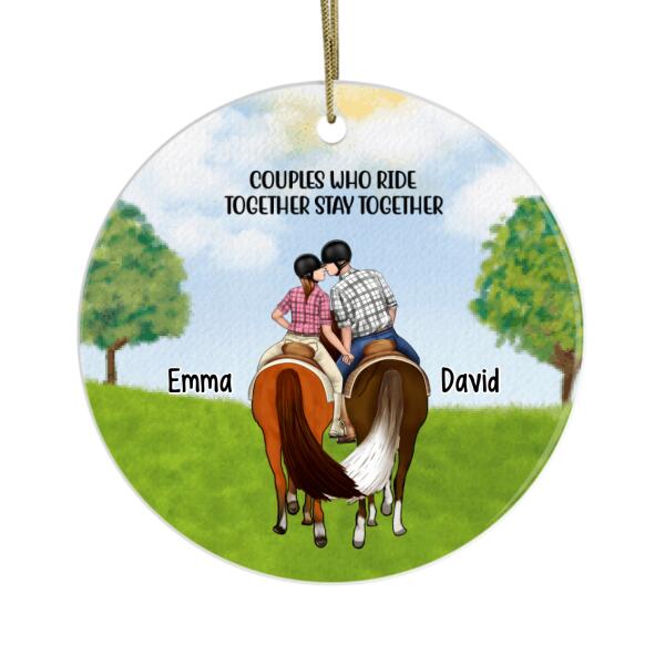 Personalized Ornament, Horseback Riding Couple Holding Hand, Gift For Horse Lovers