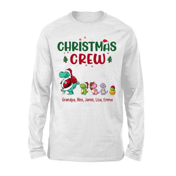 Personalized Shirt, Up To 4 Kids, Christmas Crew, Christmas Dinosaur Family, Christmas Gift For Dinosaur Lovers, Family And Friends