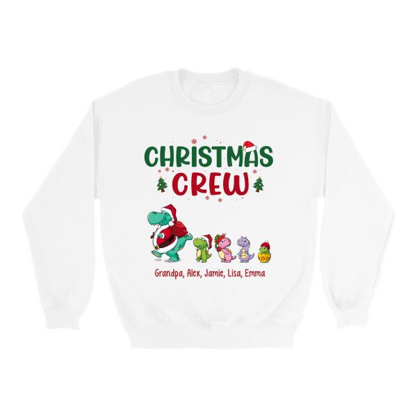 Personalized Shirt, Up To 4 Kids, Christmas Crew, Christmas Dinosaur Family, Christmas Gift For Dinosaur Lovers, Family And Friends