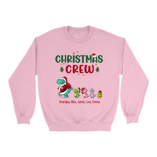 Personalized Shirt, Up To 4 Kids, Christmas Crew, Christmas Dinosaur Family, Christmas Gift For Dinosaur Lovers, Family And Friends