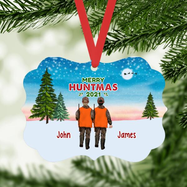 Personalized Ornament, Up To Four Men - Hunting Partners Christmas, Gift for Family and Friends