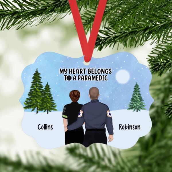 My Heart Belongs to a Paramedic - Christmas Personalized Gifts Custom EMS Ornament for Couples, EMS Gifts
