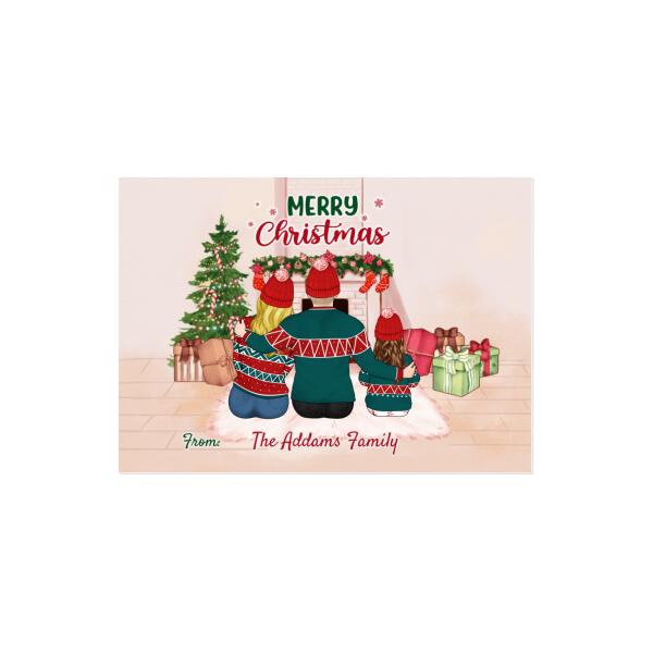 Personalized Postcard, Merry Christmas Parents, One Kid and Pets Custom Holiday Gifts