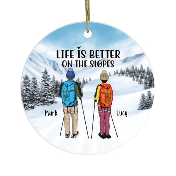 Personalized Ornament, Snowshoeing Couple and Friends, Gift for Snowsh