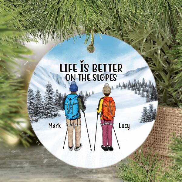 Personalized Ornament, Snowshoeing Couple and Friends, Gift for Snowshoeing Lovers