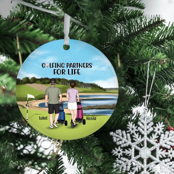 Personalized Ornament, Golf Pushing Cart Partners - Couple And Friends, Gift For Christmas