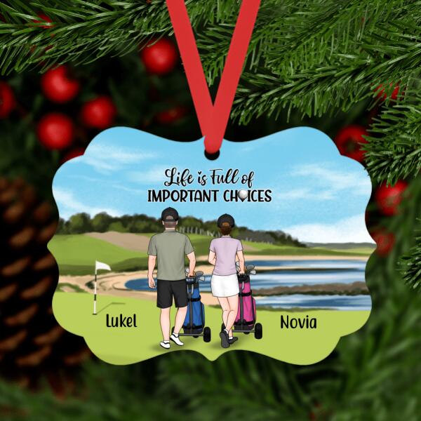 Personalized Metal Ornament, Golf Pushing Cart Partners - Couple And Friends, Gift For Christmas