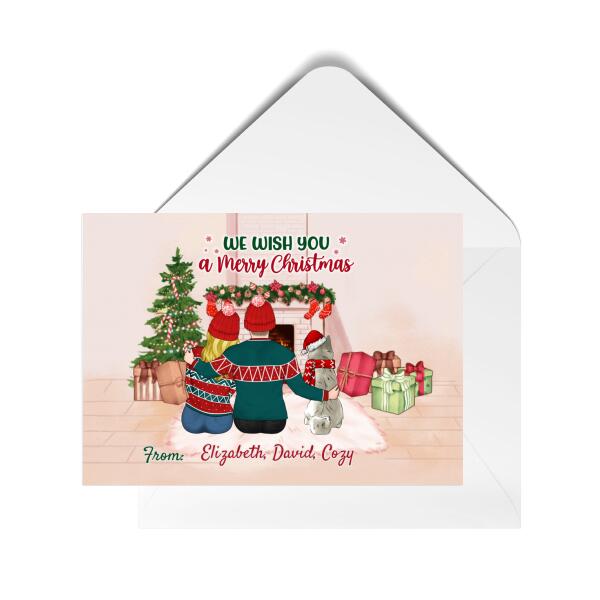 Personalized Postcard, Merry Christmas Couple And Pets, Custom Holiday Gift