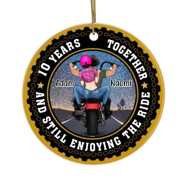 Personalized Ornament - Couple Rider, Motorcycle Wheel Custom Gift For Bikers