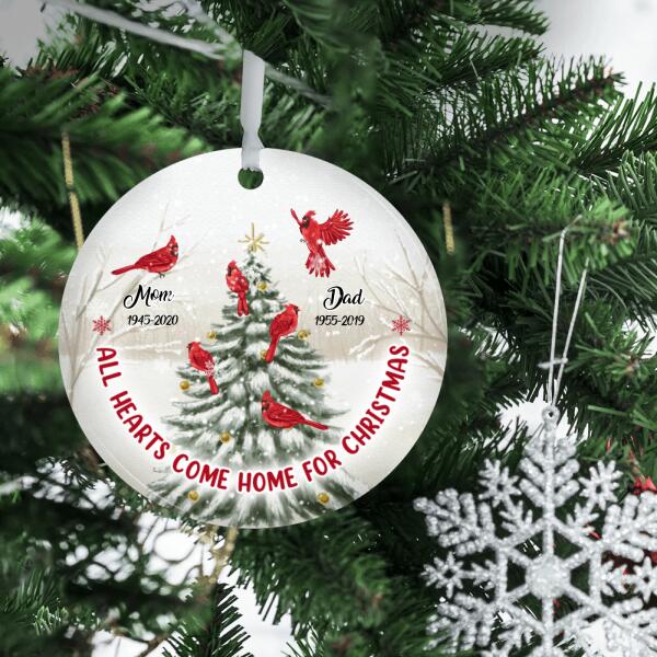 All Hearts Come Home for Christmas - Personalized Gifts Custom Memorial Ornament for Family, Memorial Gifts