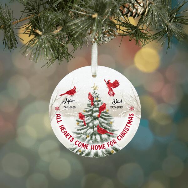 All Hearts Come Home for Christmas - Personalized Gifts Custom Memorial Ornament for Family, Memorial Gifts