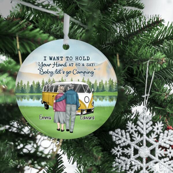 Personalized Ornament, Metal Ornament, Baby Let's Go Camping, Gift for Camping and Dog Lovers