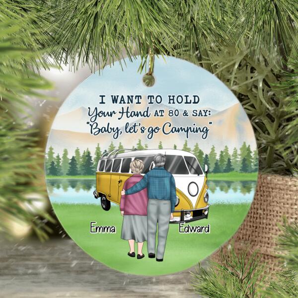 Personalized Ornament, Metal Ornament, Baby Let's Go Camping, Gift for Camping and Dog Lovers
