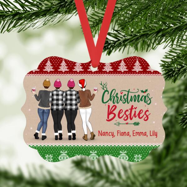 Personalized Ornament, Up To 4 Girls, Christmas Besties, Gift For Friends, Sisters