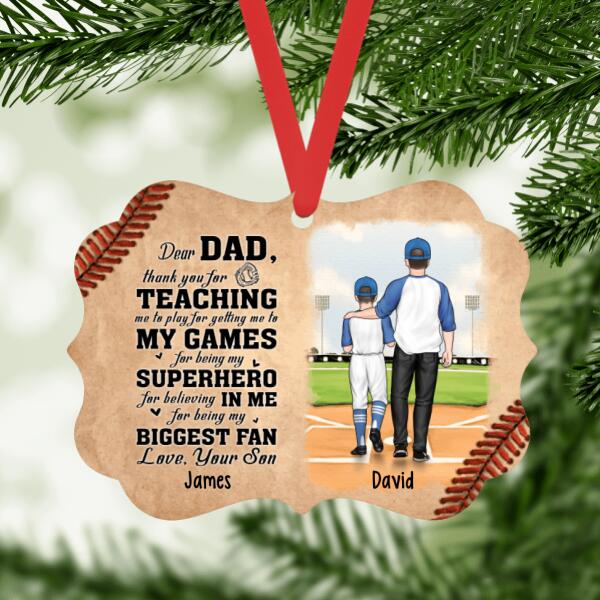 Dad Teaching My Games - Personalized Gifts Custom Baseball Ornament for Dad, Baseball Lovers