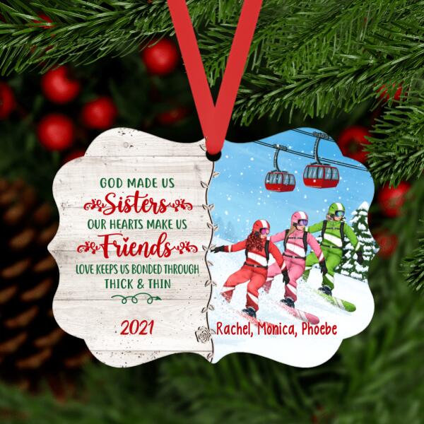 Personalized Ornament, Up To 3 Girls, To My Best Friends, Snowboarding Sisters, Christmas Gift For Sisters, Besties