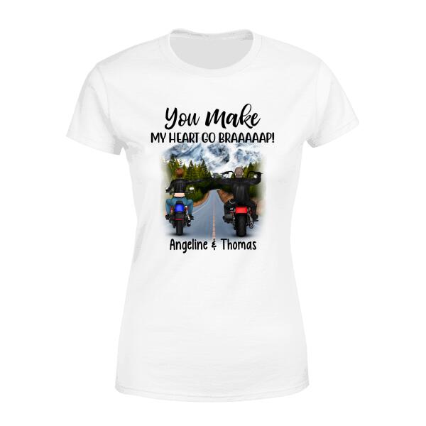 Personalized Shirt, Riding Side By Side - Motorcycle Couple And Friends, Gifts For Motorcycle Lovers