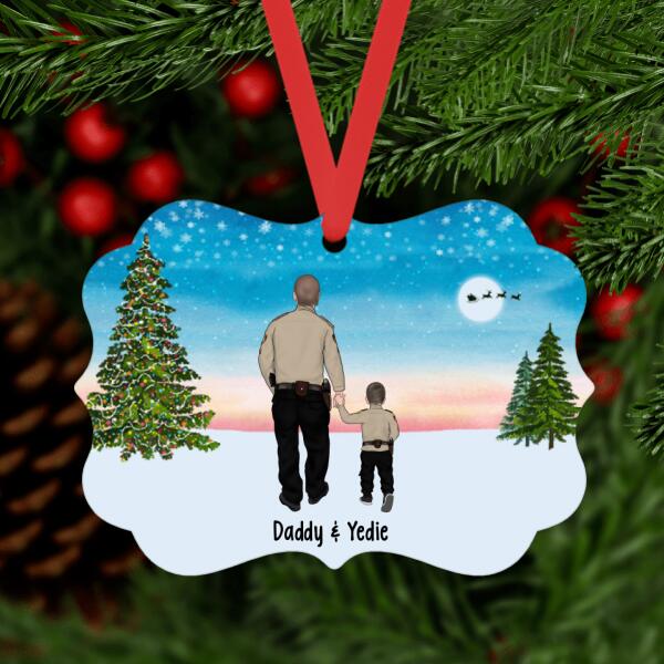 Personalized Metal Ornament, Police Parents And Kids, Gift For Christmas
