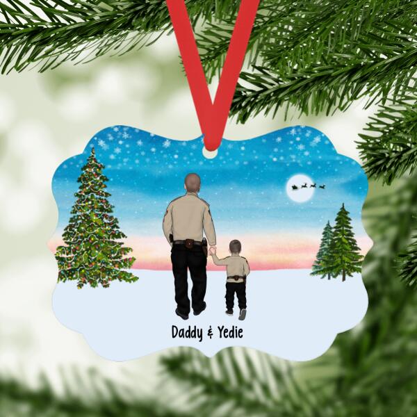 Personalized Metal Ornament, Police Parents And Kids, Gift For Christmas