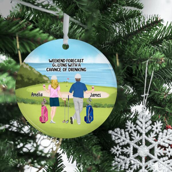 Personalized Ornament, Golf Drinking Couple And Friends Gift, Christmas Gift For Golfers
