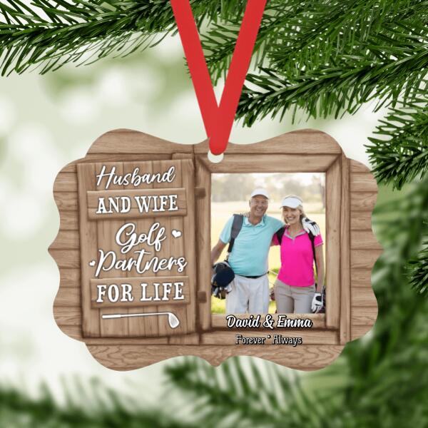Husband and Wife Golf Partners for Life - Christmas Personalized Photo Upload Gifts Custom Ornament for Couples