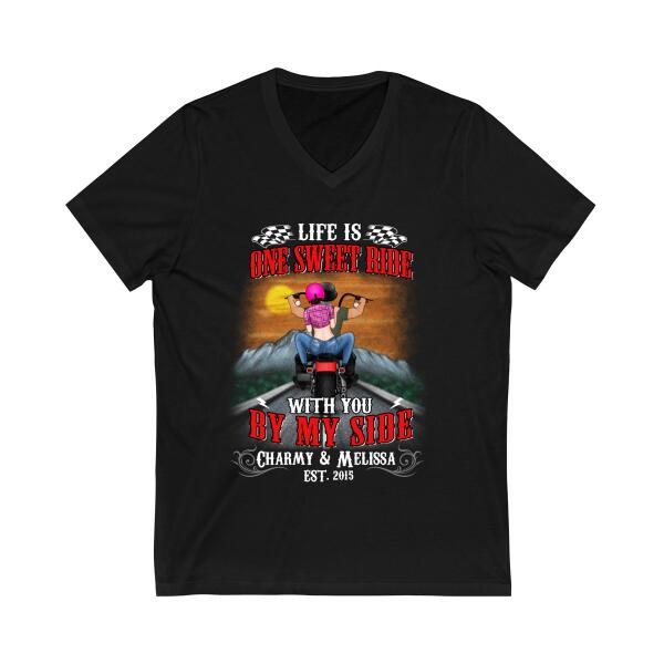 Personalized Shirt, Life Is One Sweet Ride With You By My Side, Gift For Motorcycle Lovers